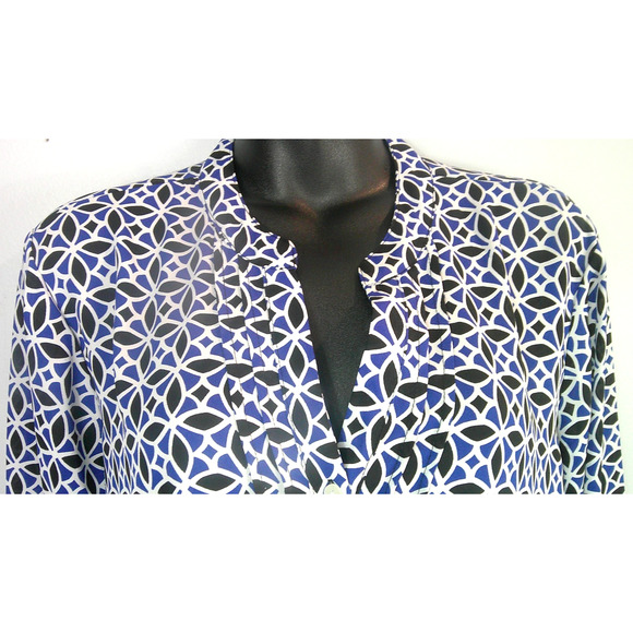 Counterparts Women's XL V-neck 1/4 Button 3/4 Bell Sleeve Blouse - Picture 2 of 9